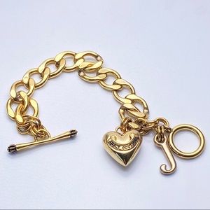 Juicy Couture Gold Heart Toggle Charm Bracelet